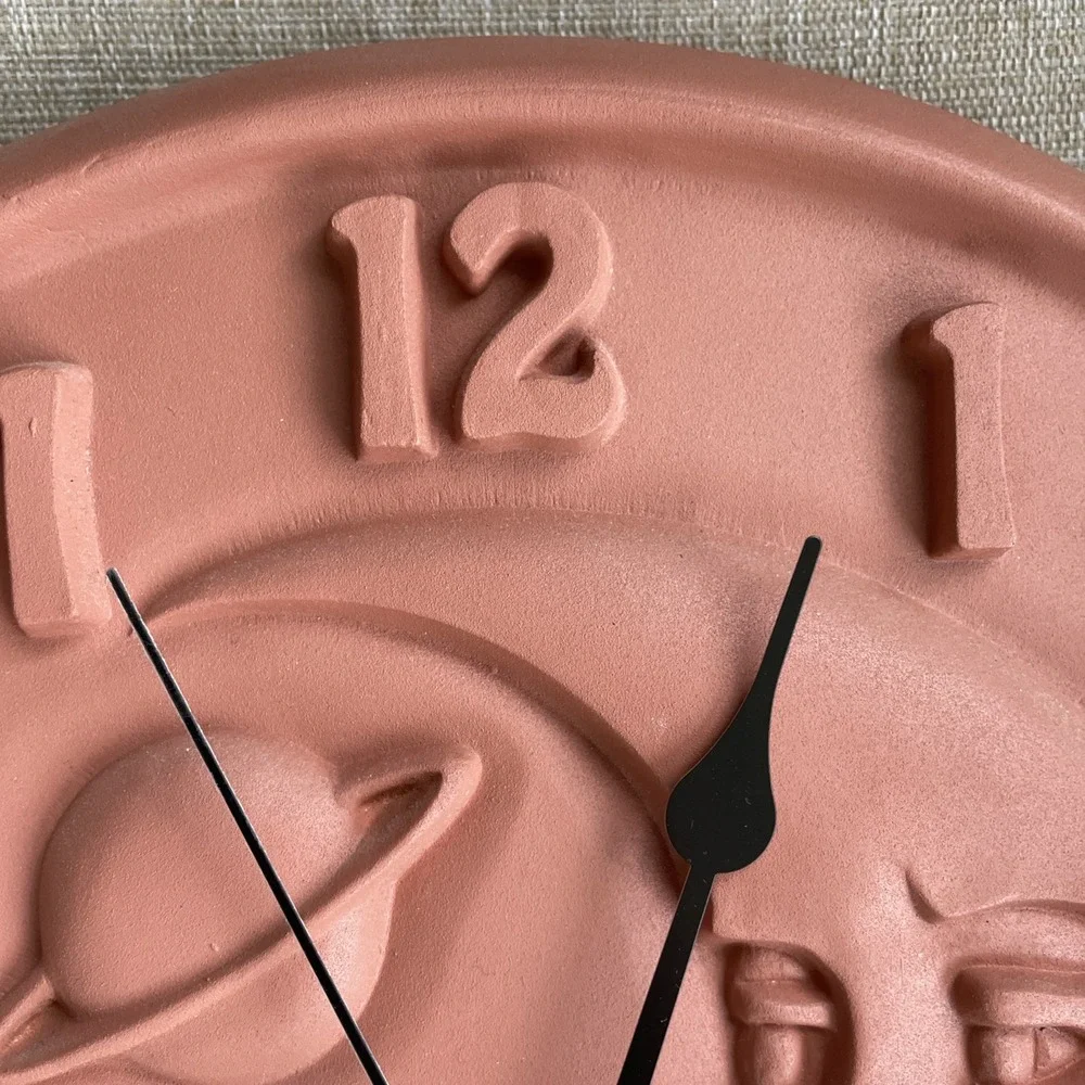 OPUS Terracotta Celestial Southwest Moon Face Shooting Star Planet Wall Clock